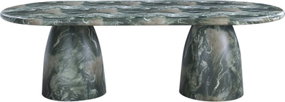 Meridian Furniture 708Green-T Cosenza Collection Art Deco 96" Indoor/Outdoor Concrete Dining Table with Green Marble Finish, 96" W x 44.5" D x 30" H