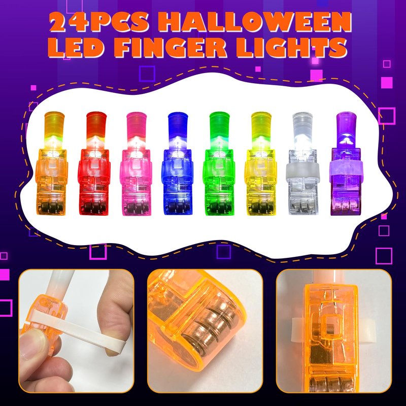 BleSky 24Pack Video Game Party Favors LED Finger Lights,Gamer Birthday Glow in the Dark Light Up Toys for Kids Boy Girl Valentine's Day Easter Basket Essentials Birthday Gamer Gift