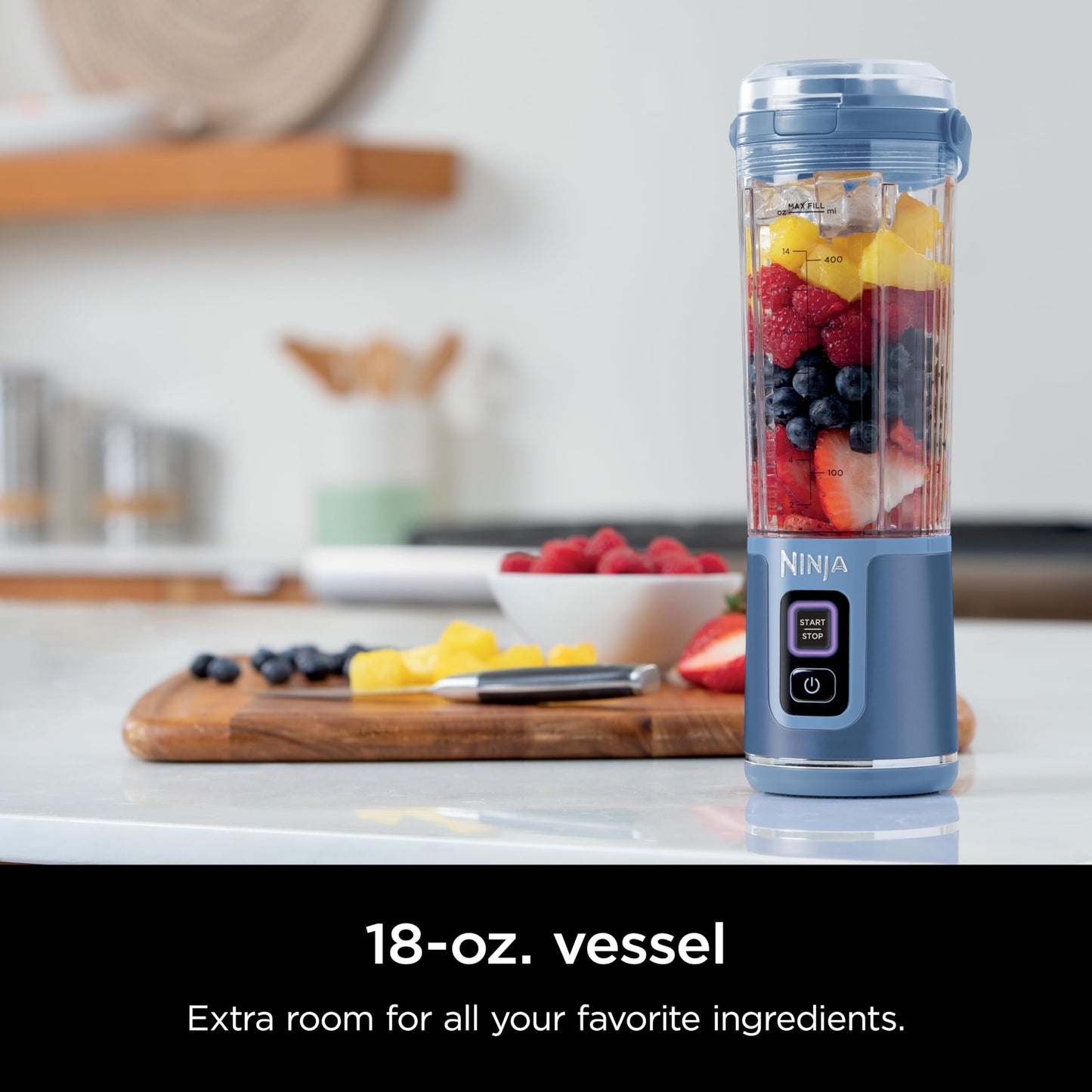 Ninja BC151BK Blast Portable Blender, Cordless, 18oz. Vessel, Personal Blender-for Shakes & Smoothies, BPA Free, Leakproof-Lid & Sip Spout, USB-C Rechargeable, Dishwasher Safe Parts, Black