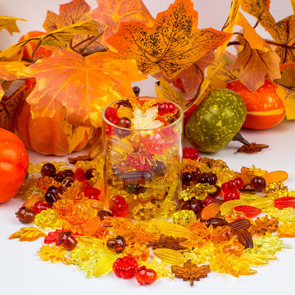 Prehalpty 260PCS Thanksgiving Vase Filler – Acorns, Pumpkins, Corn, and Fall Leaves, Mini Fall Decor for Fall Thanksgiving Centerpieces, Bowl Fillers, Crafts, and Table Decor