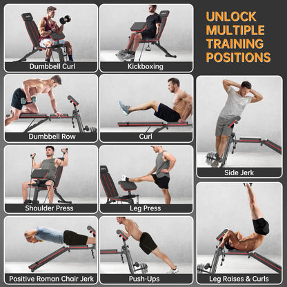 JOROTO Adjustable Weight Bench Foldable Workout Bench with Leg Extension and Preacher Curl Incline Decline Exercise Bench Press 772LBS Load Strength Training Benches for Home Gym Full Body Workout