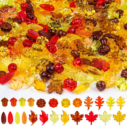 Prehalpty 260PCS Thanksgiving Vase Filler – Acorns, Pumpkins, Corn, and Fall Leaves, Mini Fall Decor for Fall Thanksgiving Centerpieces, Bowl Fillers, Crafts, and Table Decor