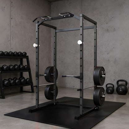 ActiveTrail Heavy-Duty Power Cage with Pull-Up Bar, 1100LB Capacity Squat Rack for Home Gym Strength Training with Adjustable j-Hooks & Safety Bars