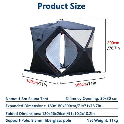 WACLMOTAKE 3-5 Person Portable Sauna Tent - Foldable Insulated Personal Spa Steam Ice Fish Tents with Stove Jack for All Weather Camping or Home, Easy Setup with Carrying Bag Sauna-Tent-1.8m