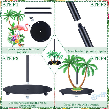 2 Countertop Summer FoldTier Pcs Tropical Paper Towel Holder Hawaiian Flamingo and Palm Leaf Paper Towel Holder Stand