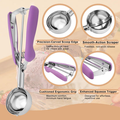 2Pcs Cookie Scoop Set, 18/8 Stainless Steel Cookie Dough Scoops with Lavender & Mint Green Ergonomic Handles, Professional Metal Scooper for Baking, Ice Cream & Cupcakes, 2 Tbsp&3 Tbsp