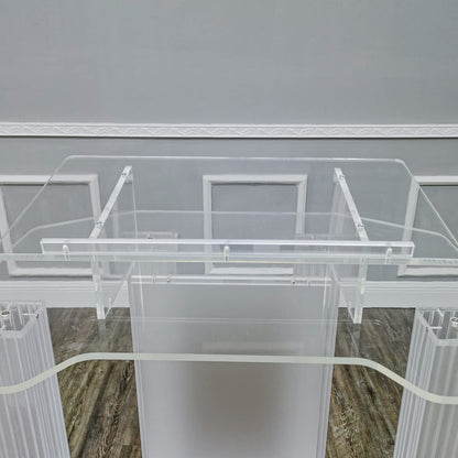 DHXIAMZ Acrylic Podium Stand with Wheels for Restaurants Weddings Offices and Classrooms Wide Reading Surface for Presentations and Lectures