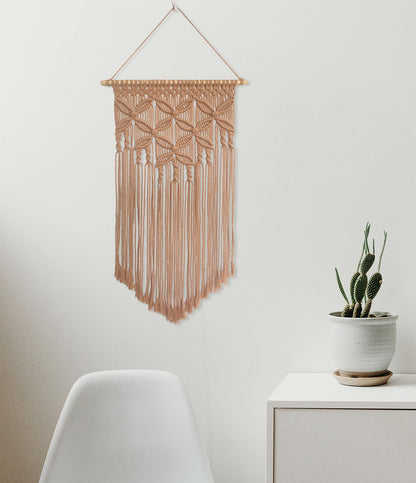 Winterdemoon Handmade Cotton Home Decor Macrame Wall Hanging Khaki