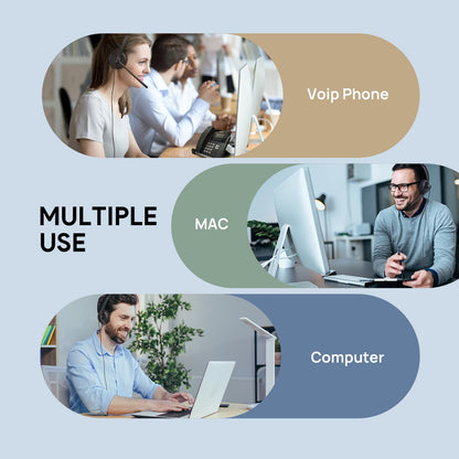 Yealink UH34 USB Headset with Mic,Stereo Wired Headphones with Noise Cancelling Microphone,Professional Work Headset VoIP Phone PC Computer Call Center Office(Ultra Light)