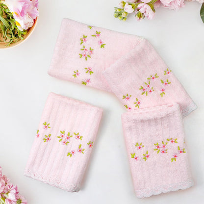 12 Pack 13 13" Jacquotha Pink Washcloths (Floral Embroidered), Soft Wash Cloths for Face, Body, Showering, Spa