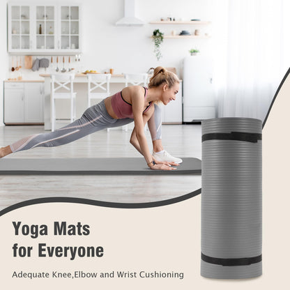 Fitvids Yoga Mat 1-Inch Extra Thick High-Density Exercise Mat with Non-Slip Surface & Carry Strap for Men & Women Tear-Resistant Pilates Workout Mat for Home Gym, Floor Fitness