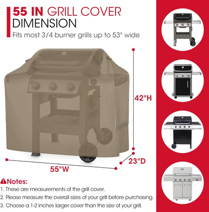 Unicook 55-Inch Heavy Duty Waterproof Grill Cover - All-Season Protection for Weber & Charbroil Grills | Neutral Taupe