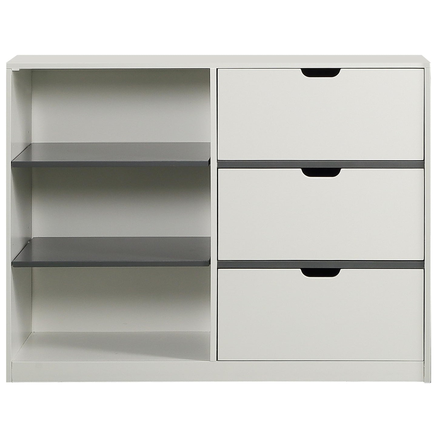 Acme Ratana 3-Drawer Contemporary Wood Cabinet in White/Gray