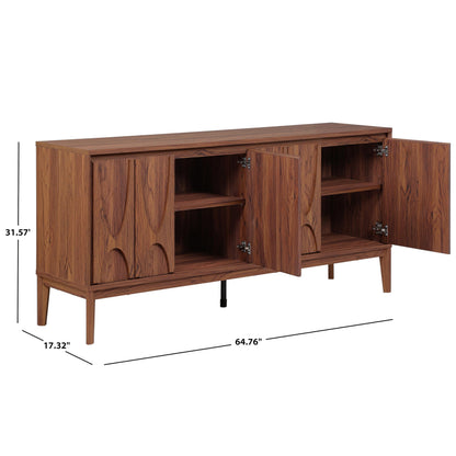 SAFAVIEH Home Collection - Sibyl Walnut Sideboard Media Stand, Fits up to 70" Flatscreen TV, 4 Doors with Interior Storage (MED9645A)