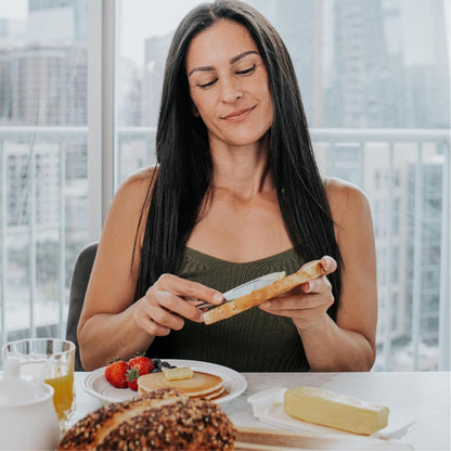 Houseify Ready Butter 3-in-1 Knife, Stainless Steel Serrated with Holes in Blade - Cold Butter Spreader, Curler & Micro Grater, Dishwasher Safe