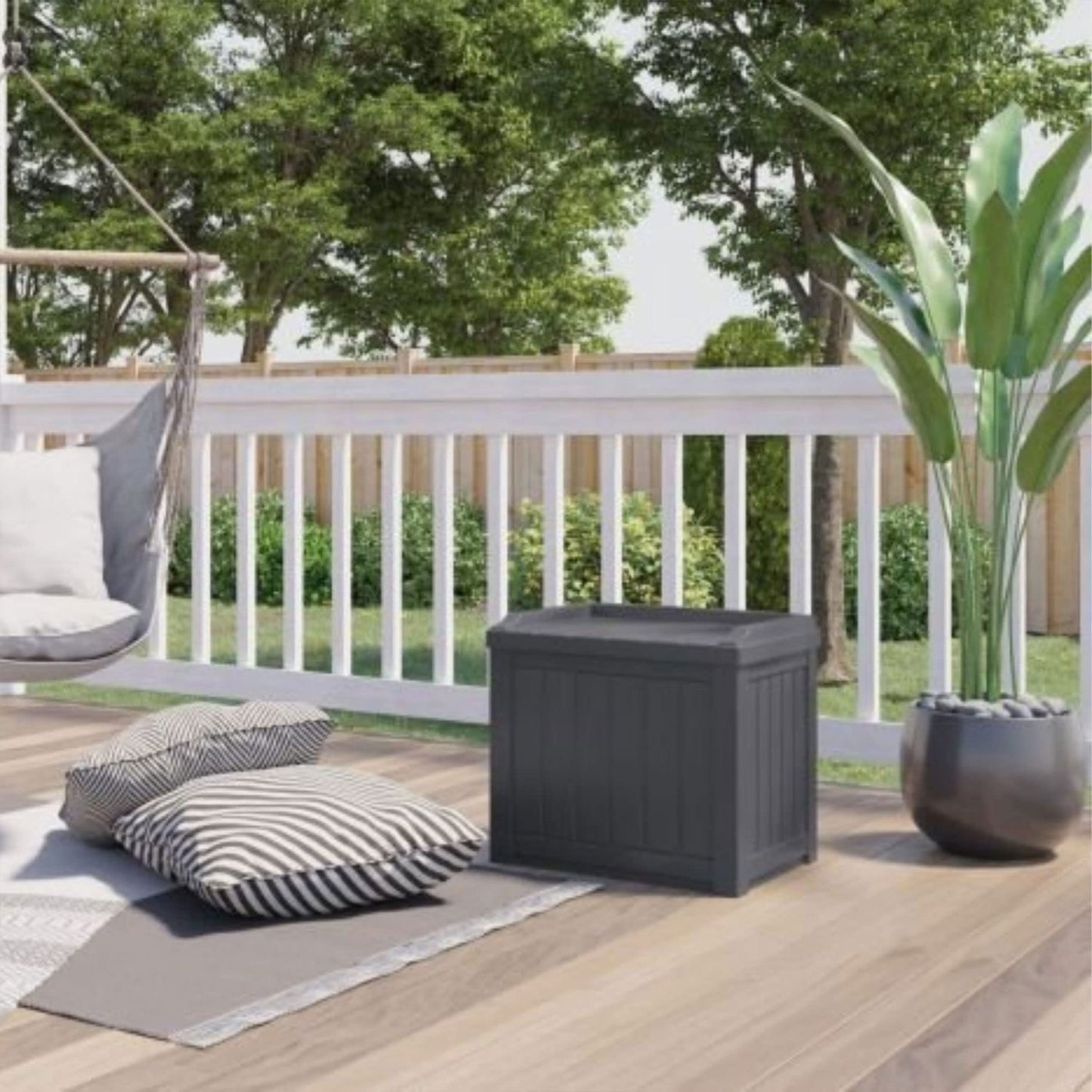 Suncast 4 Pack Small Deck Box Storage w/Bench Seat for Indoor & Outdoor Use, 22 Gal., Cyberspace