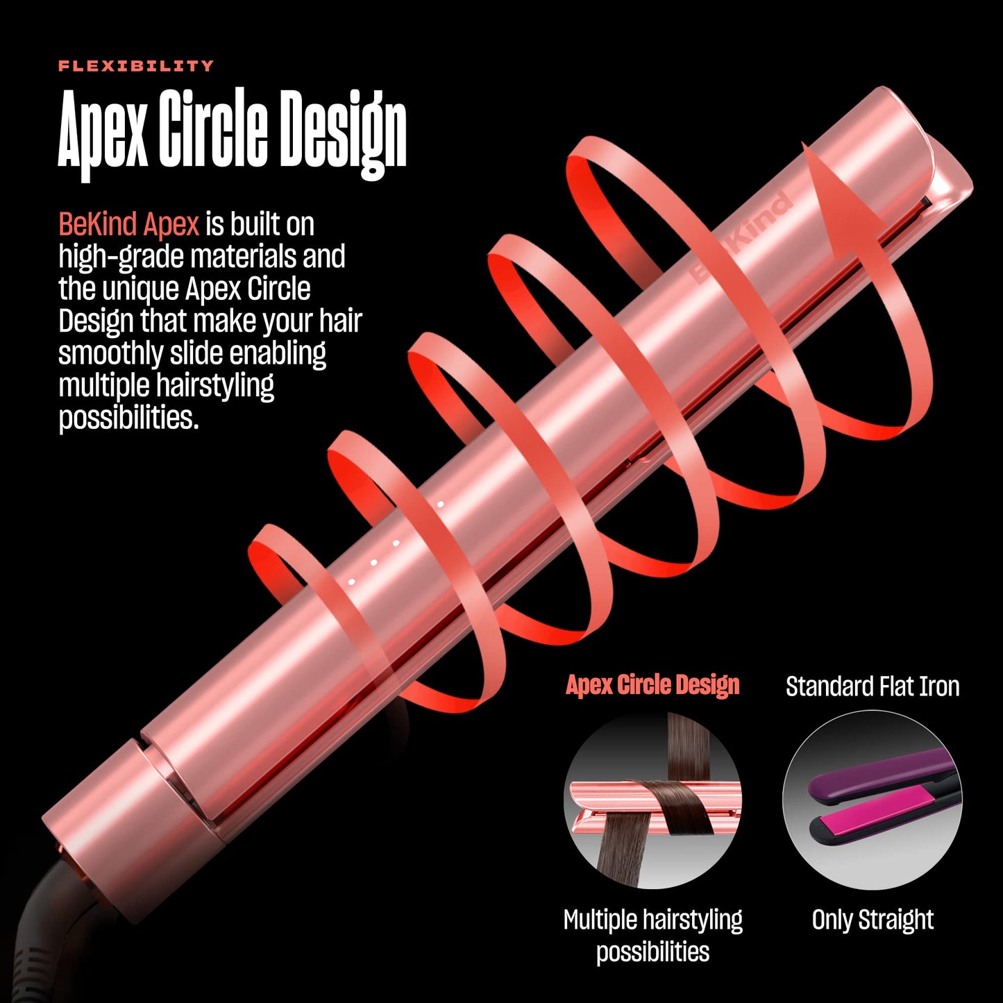 Bekind Apex 2-in-1 Hair Straightener Flat Iron | 1“ 460°F Straightener & Curler for All Hairstyles | UltraSmooth Tech | 15s Fast Heating & Temp Memory | Gift Set for Girls Women (Crystal Blue)