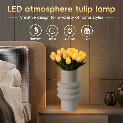 20pcs HOMESEASONS Tulip Lamp Artificial Floral Night Light Real Touch Tulip Night Lamp LED Flower Bouquet Home Kitchen