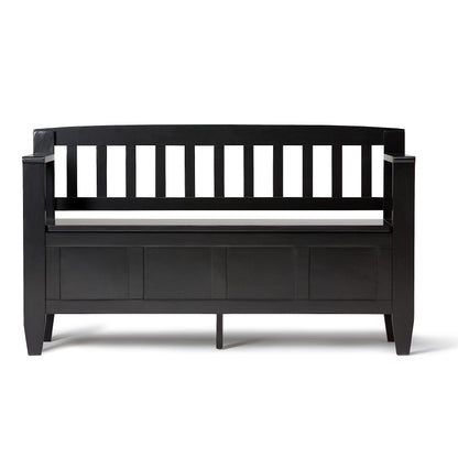 SIMPLIHOME Brooklyn Entryway Storage Bench - 48 inch Wide Solid Wood Hallway Bench in Black, Contemporary Mudroom Bench for Entry or Foyer with Lift-Up Lid and Spacious Hidden Storage