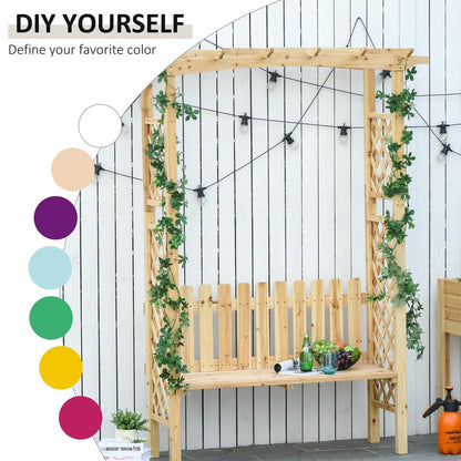NAAMOTOMOX Garden Bench Wooden Arbor for Side Trellis Climbing Plants with Arch to Grow Flowers, Grapes & Vines, Patio Decor & 2-Person Outdoor Wood Decorative Seating, Natural