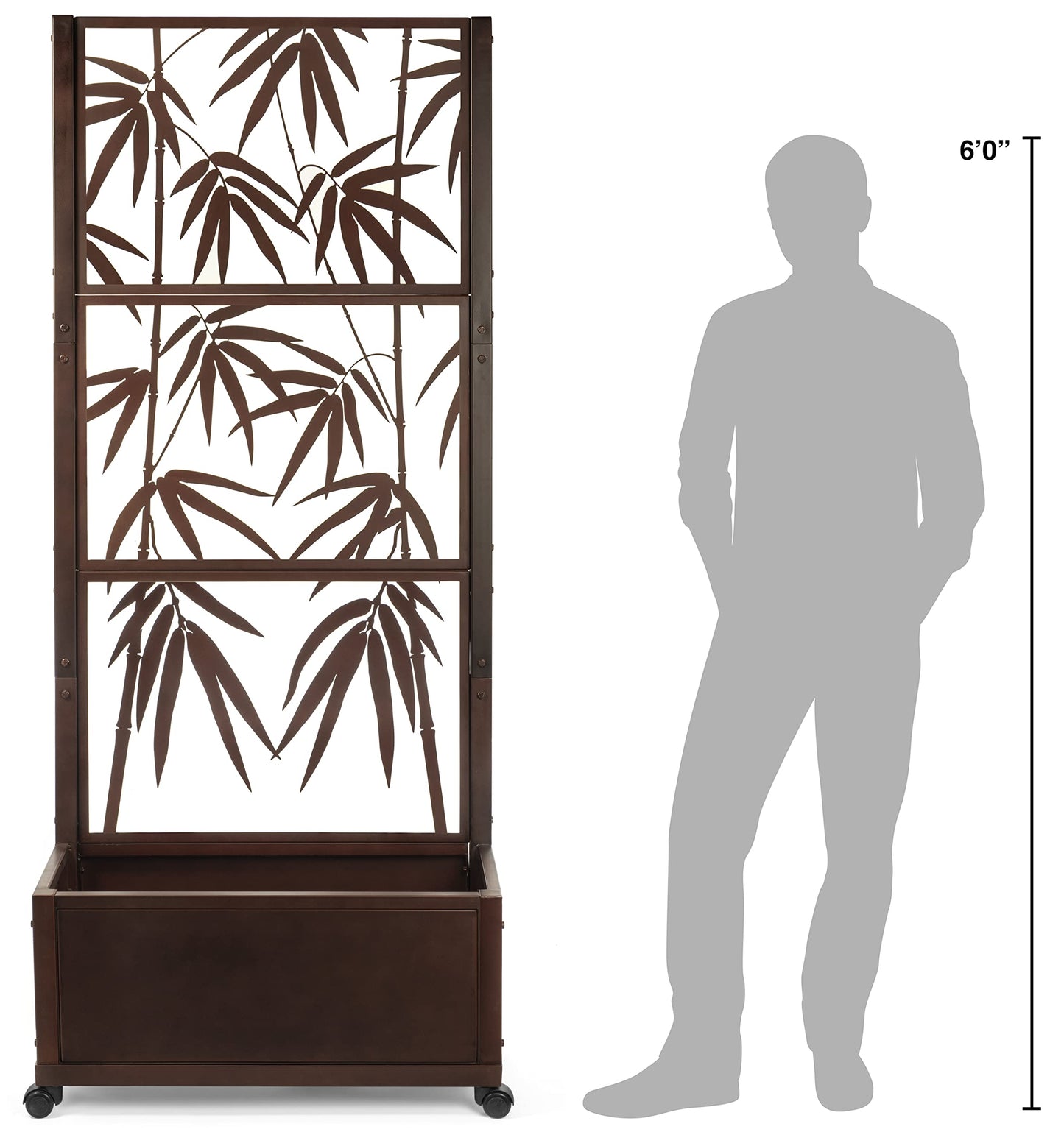 H Potter Trellis Planter with Wheels – 75" Freestanding Metal Privacy Screen Planter Box, Outdoor Indoor Garden Divider for Climbing Plants, Patio, Balcony, Deck