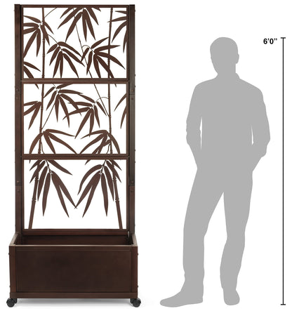 H Potter Trellis Planter with Wheels – 75" Freestanding Metal Privacy Screen Planter Box, Outdoor Indoor Garden Divider for Climbing Plants, Patio, Balcony, Deck