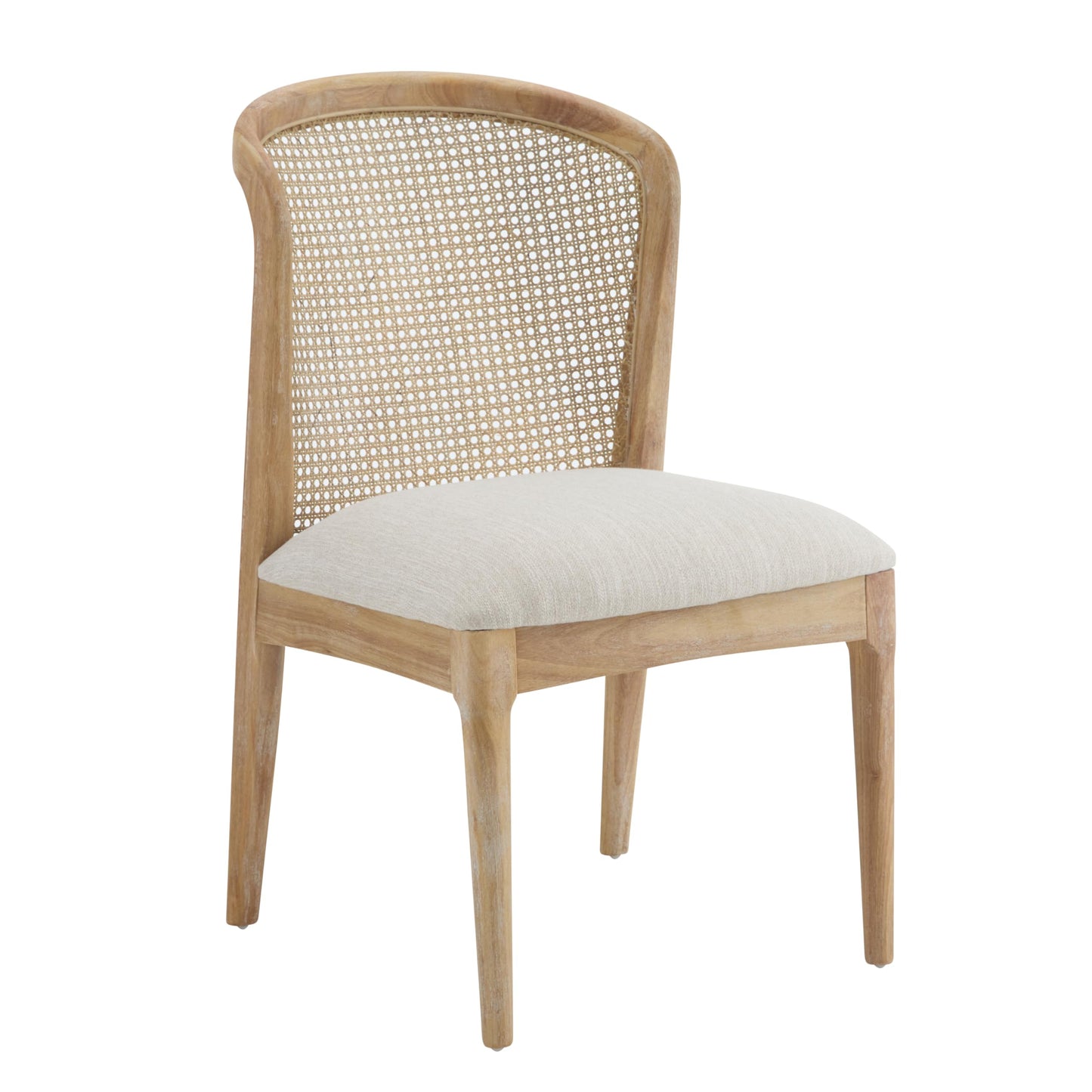 Christopher Knight Home Lilia Dining Chairs Set of 2, Modern Dining Chair with Fabric Upholstery, Rubberwood Frame Kitchen Chairs with Cane Webbing, Extra Seat for Dining Room, Beige + Natural