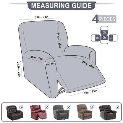 ANARACHON Leather Look Recliner Chair Covers, 4-Pieces Stretch Recliner Cover, Soft Reclining Chair Slipcover, Washable Furniture Protector for Lazy Boy Recliner (1 Seater, Brown)