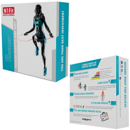 Weighted Jump Rope - (1.5LB) Solid PVC 12mm Diameter for Crossfit and Boxing - Heavy Jump Rope with Memory Non-Slip Cushioned Foam Grip Handles for Fitness Workouts Endurance and Strength Training