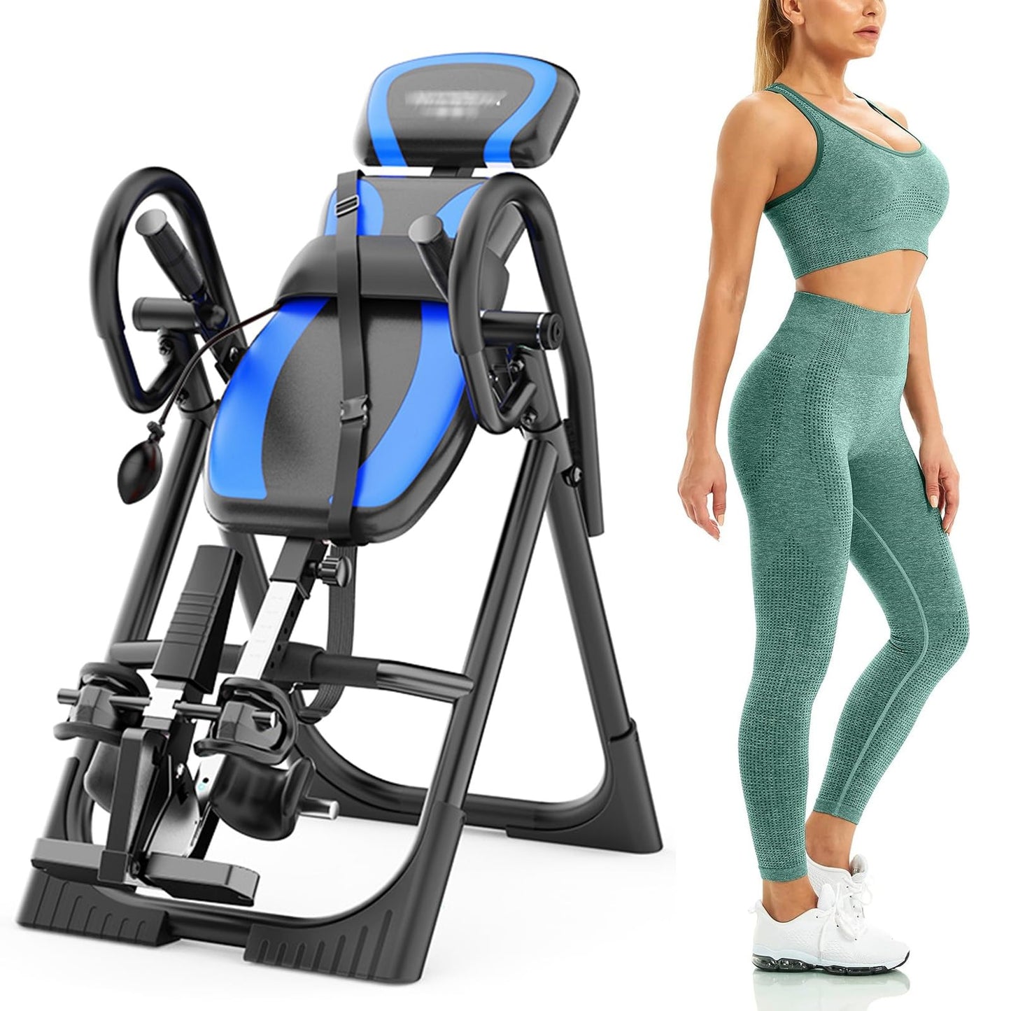 RIEJIN Foldable Heavy Duty 330 lbs Capacity Inversion Table with Removable Shoulder Rest and Lumbar Support