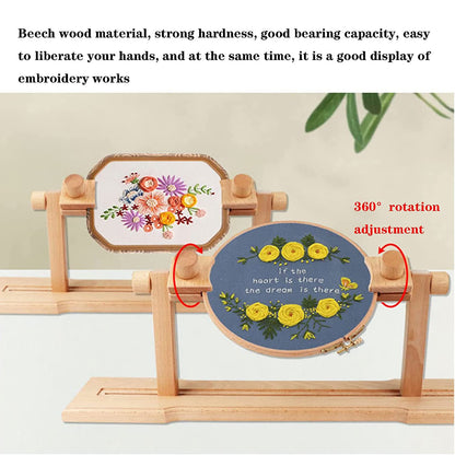 Adjustable Embroidery Hoop Stand - Rotated Cross Stitch Holder Stand Lap, Desktop 360 Degrees Rotating Embroidery Kit Lap Frame (Not Include The Hoop)