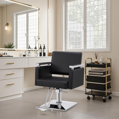 BarberPub Classic Hydraulic Barber Chair Styling Salon Chair for Hair Stylist Beauty Spa Equipment 8808 (Black)