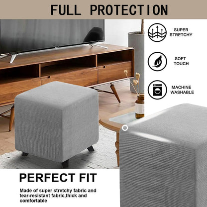Ottoman Cover Square Folding Storage Ottoman Slipcovers Jacquard Stretch Cube Footrest Foot Stool Covers Protector