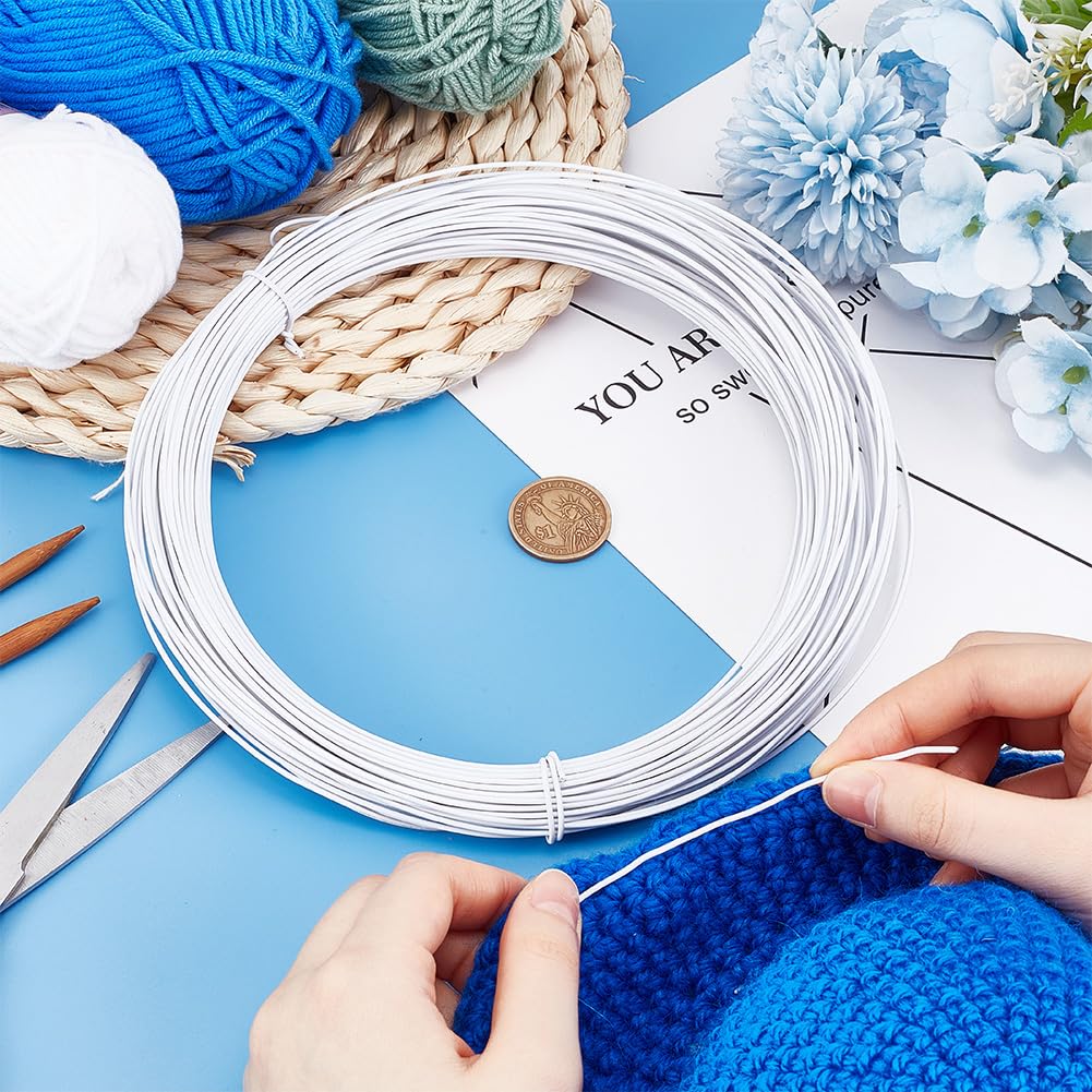 HOBBIESAY 43.74 Yard 0.06inch White Floral Wires Metal Memory Wire Bendable Anodized Metal Wire Iron Craft Sculpting Flexible Modeling Wires for Sculpting Hat Styling Strip