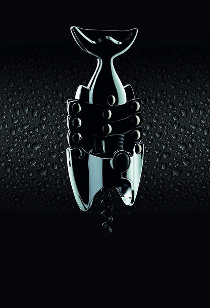 Lazy Fish Corkscrew and Bottle Opener, Stainless Steel Wine Opener, 16.5 x 7.5 x 4.5cm, Silver