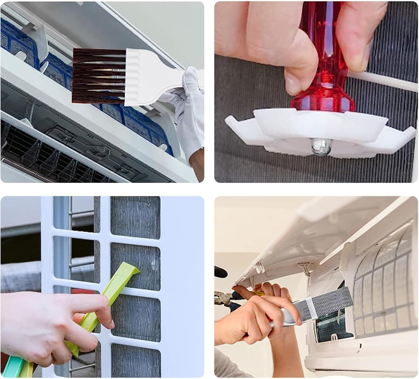Shkalacar 6 Pieces Air Conditioner Fin Cleaner Set - 5 Different Fin Comb and 2 Brush Tools for Radiator Repair