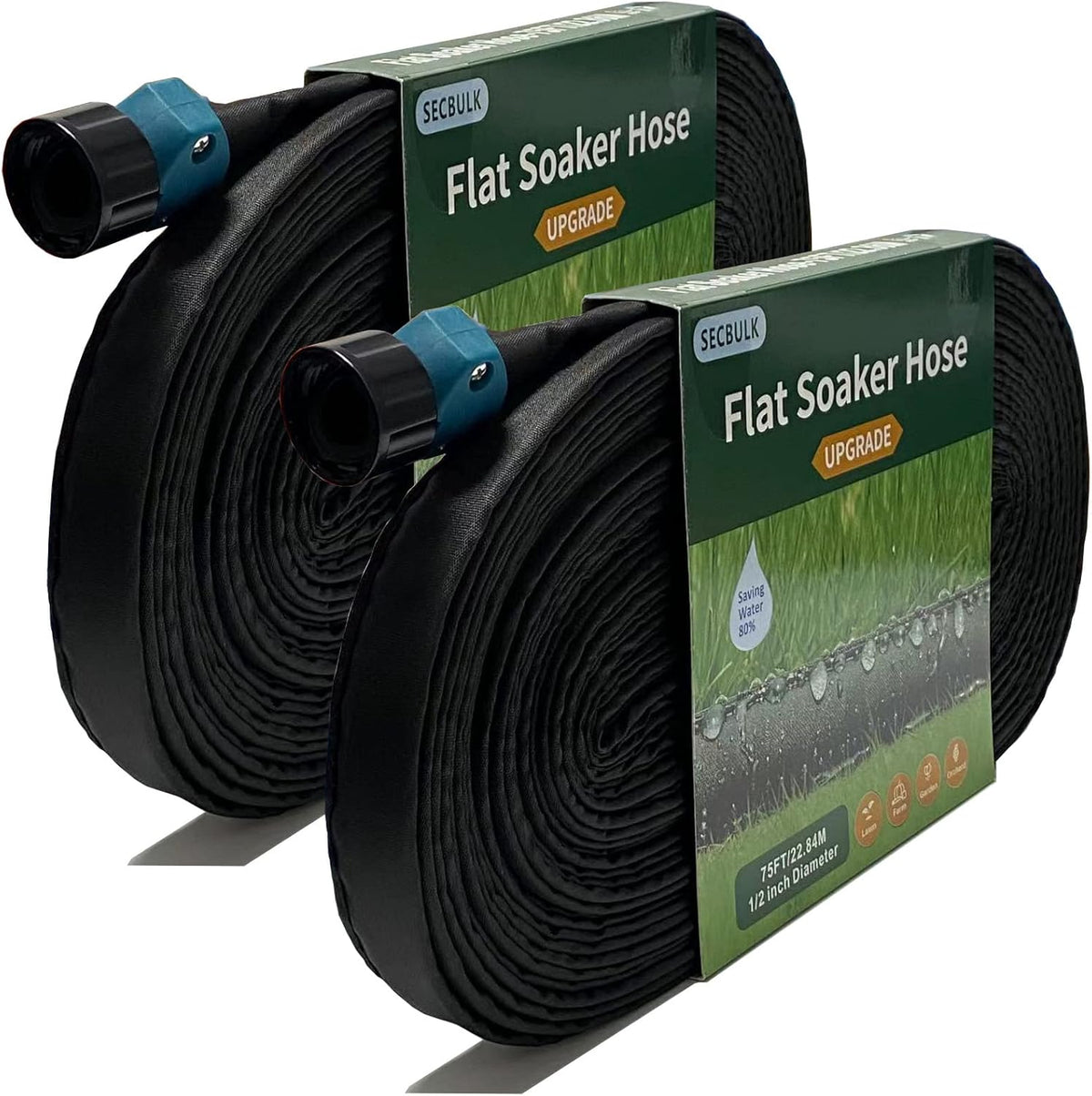 Secbulk 2025 Flat Soaker Hose - 150 ft Linkable Drip Hose for Efficient Garden Irrigation | Dual-Layer Leak-Free Design