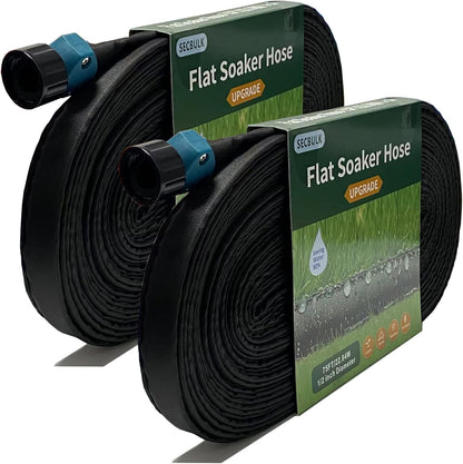 Secbulk 2025 Flat Soaker Hose - 150 ft Linkable Drip Hose for Efficient Garden Irrigation | Dual-Layer Leak-Free Design