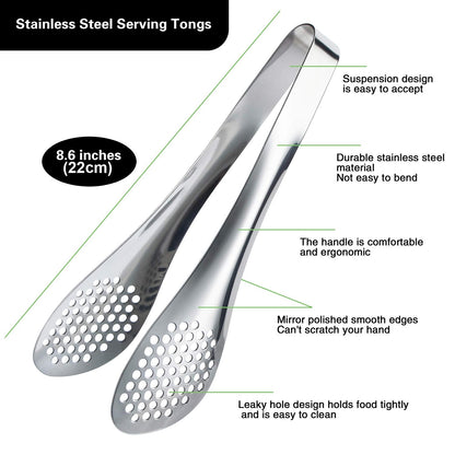MSY BIGSUNNY 9 inch Buffet Tongs, Set of 2 Stainless Steel Food Serving Tongs