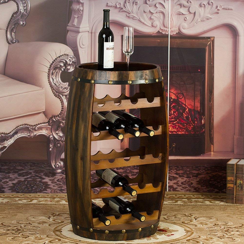 Wine Glass Rack Restaurant S Wooden Barrel Style 23 Bottle Holder Oak Effect Free Standing