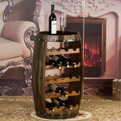 Wine Glass Rack Restaurant S Wooden Barrel Style 23 Bottle Holder Oak Effect Free Standing
