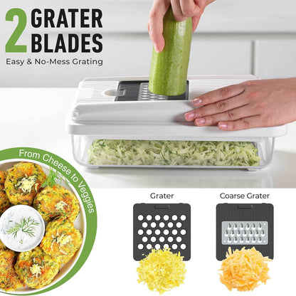EaglestarEX Vegetable Chopper Mandoline Slicer, Food Veggie Chopper, Cheese Grater, Onion Vegetable Cutter with Container, Dicer, Kitchen Gadgets & Essentials, White/black