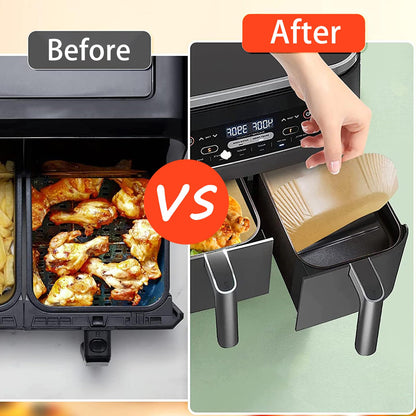 Air Fryer Liners Disposable 9 Inch, 9 inch Air Fryer Liners 125 Pcs Large Square Air Fryer Paper Liners for 5QT 6qt 8QT Air Fryer, Non-stick Parchment Paper for Frying, Baking