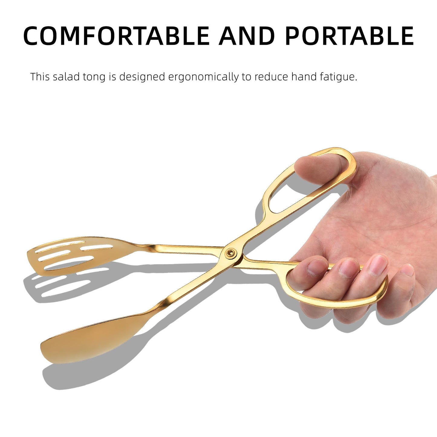 Salad Tongs for Serving 2 Pack - Premium Stainless Steel Scissor-Style, Non-Toxic, Heat-Resistant Salad Servers, Dishwasher Safe, Ideal for Buffet and Party Use (Gold)