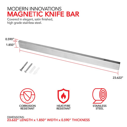 Modern Innovations 12 Inch Stainless Steel Magnetic Knife Bar with Multipurpose Use as Knife Holder, Knife Rack, Knife Strip, Kitchen Utensil Holder, Tool Holder, Art Supply Organizer, Home Organizer