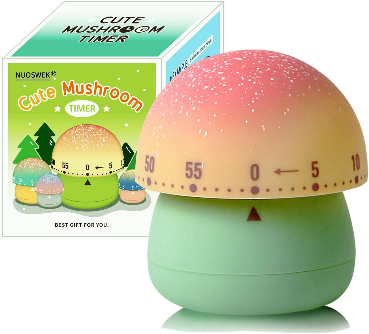 60 Countdown Cute Mushroom Timer for Kids, High Volume Mechanical Kitchen Timer, Wind Up Minutes Manual Timer