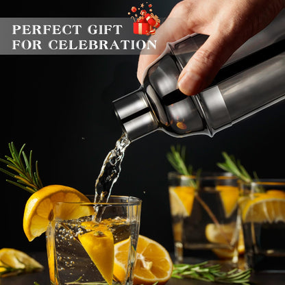 Black Cocktail Shaker Set, Premium 18/8 Stainless Steel Mixology Bartender Kit with Stylish Bamboo Stand 10-Piece Bar Tools & Accessories for Home Bar for Men, Dad, Husband