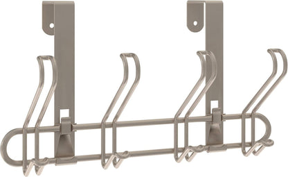 Franklin Brass OTDW04F-NIC-C 4-Hook Wire Over The Door Storage Rack, Nickel Finish