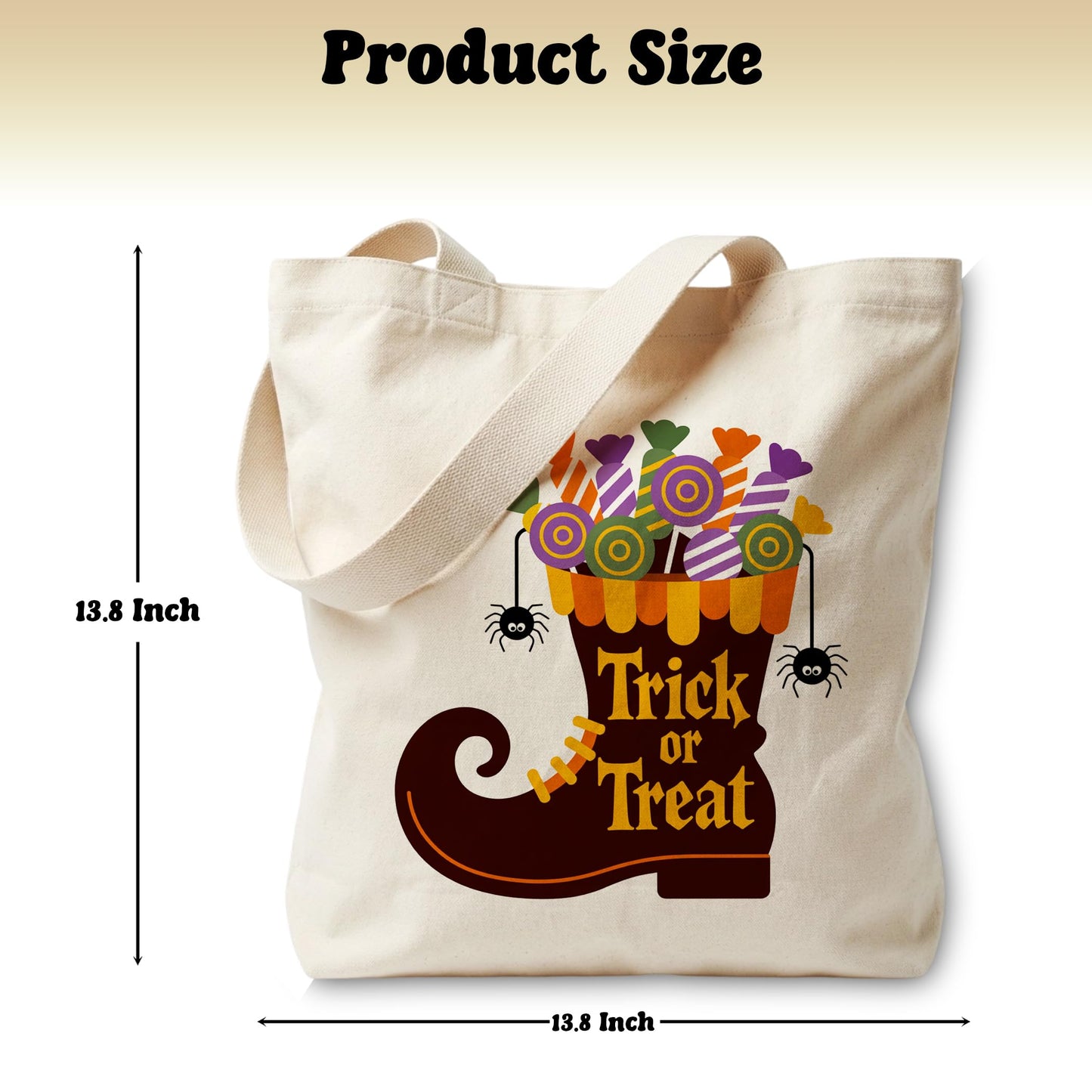 LRYBUD Trick or Treat Halloween Tote Bag for Women Canvas Womens Work Tote Bag Gifts