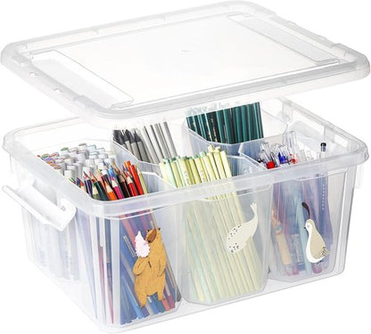 Loobuu 17QT Plastic Storage Bin with Lid - Stackable Clear Organizer Box for Crafts & Toys